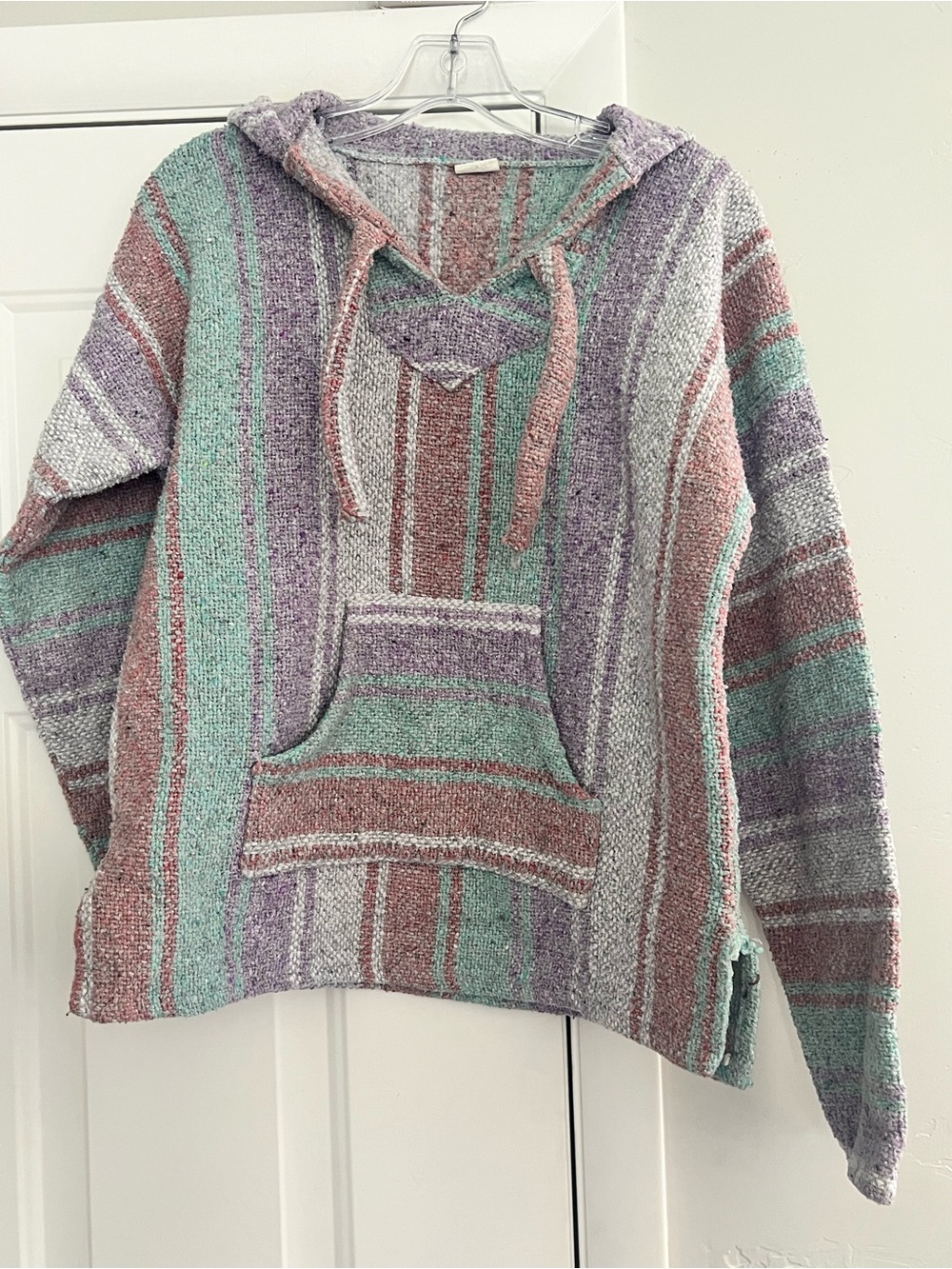 Striped Hooded Baja Pullover - Pastel Mint & Lavender